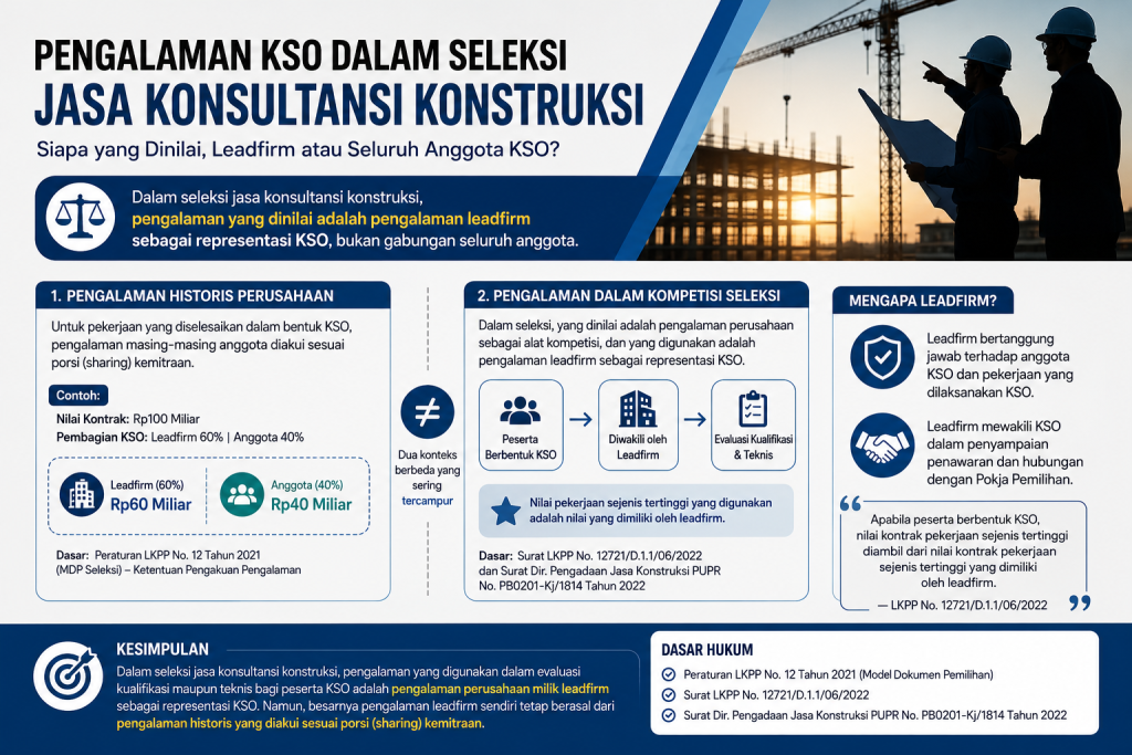 Pengalaman Kerja Sama Operasi (KSO) dalam Seleksi Jasa Konsultansi Konstruksi: Siapa yang Dinilai, Leadfirm atau Seluruh Anggota KSO?