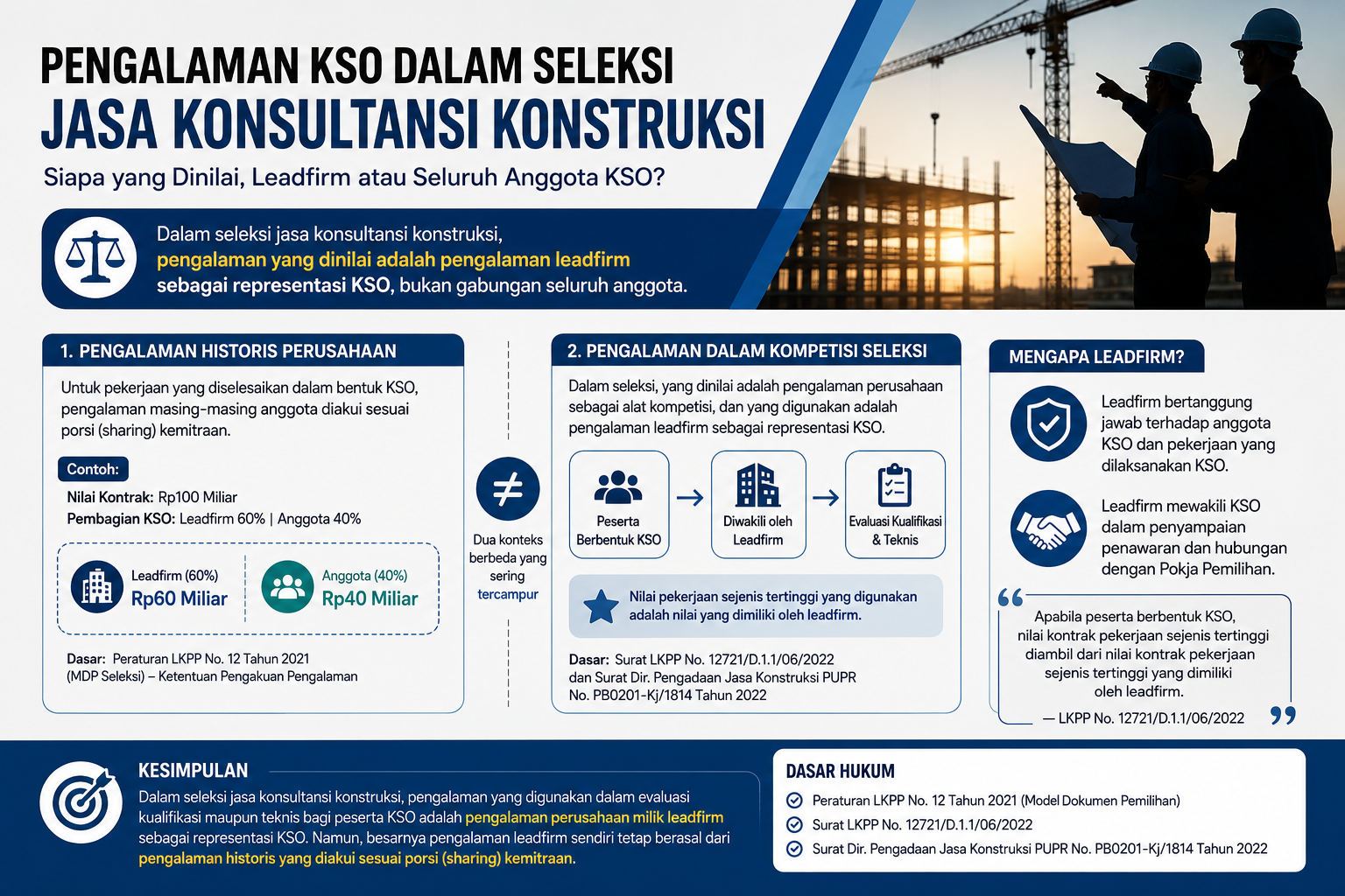 Pengalaman Kerja Sama Operasi (KSO) dalam Seleksi Jasa Konsultansi Konstruksi: Siapa yang Dinilai, Leadfirm atau Seluruh Anggota KSO?